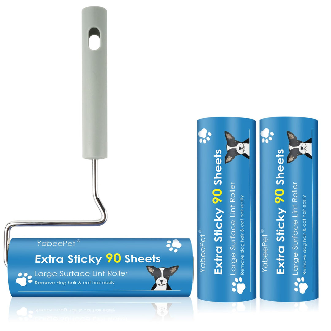 Extrem klebriger Fusselroller zur Entfernung von Tierhaaren - Grosse Fläche, 90 Blatt pro Rolle, 16