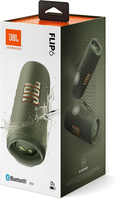 JBL Flip 6 Bluetooth Box in Grün – Wasserdichter, tragbarer Lautsprecher mit 2-Wege-Lautsprechersyst