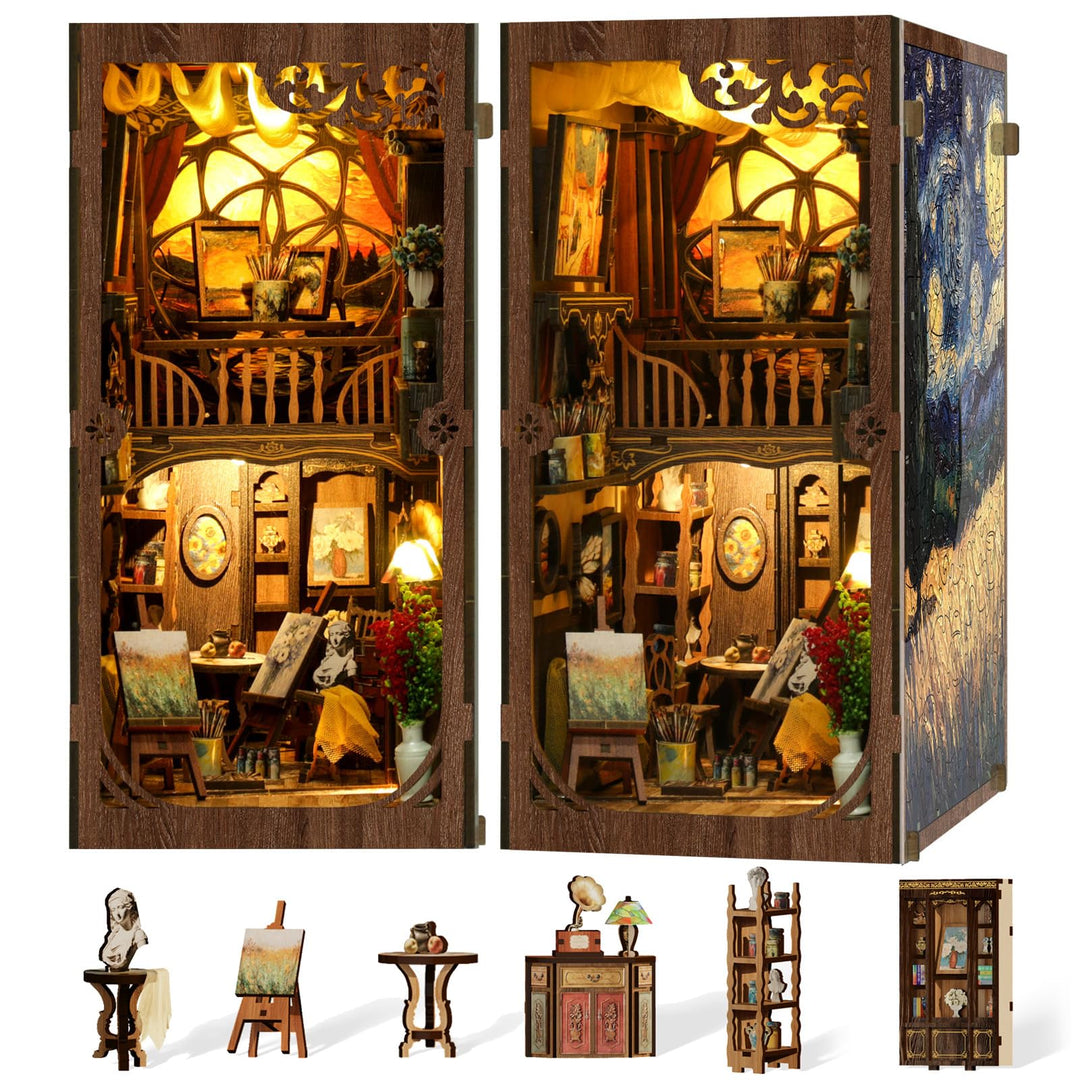 Book Nook Kit, DIY Miniatur Haus Puppenhaus Bausatz Bücherregal Deko für Jugendliche und Erwachsene（
