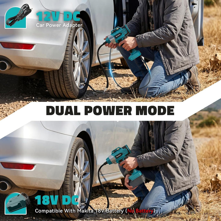 Ecarke Akku Kompressor 11 Bar mit Digitalmanometer & 12V-Zigarettenanzünder, kompatibel mit Makita 1