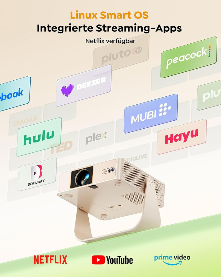 Yaber PROJECTOR Mini Smart Beamer, L1 Pro Native 1080P Tragbarer Projektor Beige, Beige