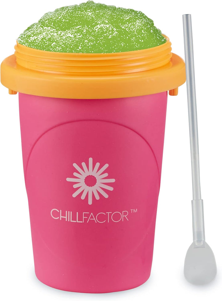 Slushy Maker Chillfactor Magic Freez | Slush Ice Becher mit Strohhalmlöffel | Eisbecher Alternative