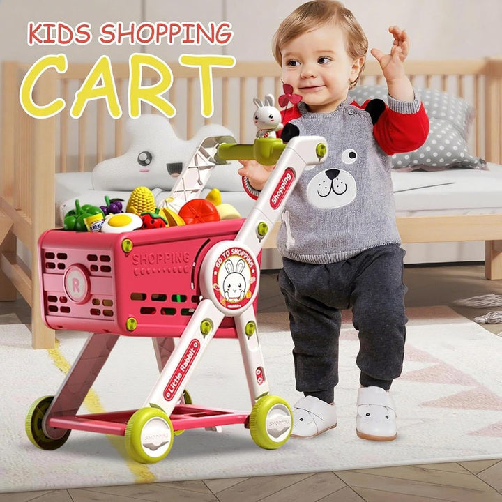 Spiel-Einkaufswagen Interaktives Rollenspiel mit Lernspielküche | Spielzeug-Einkaufswagen Trolley Ro