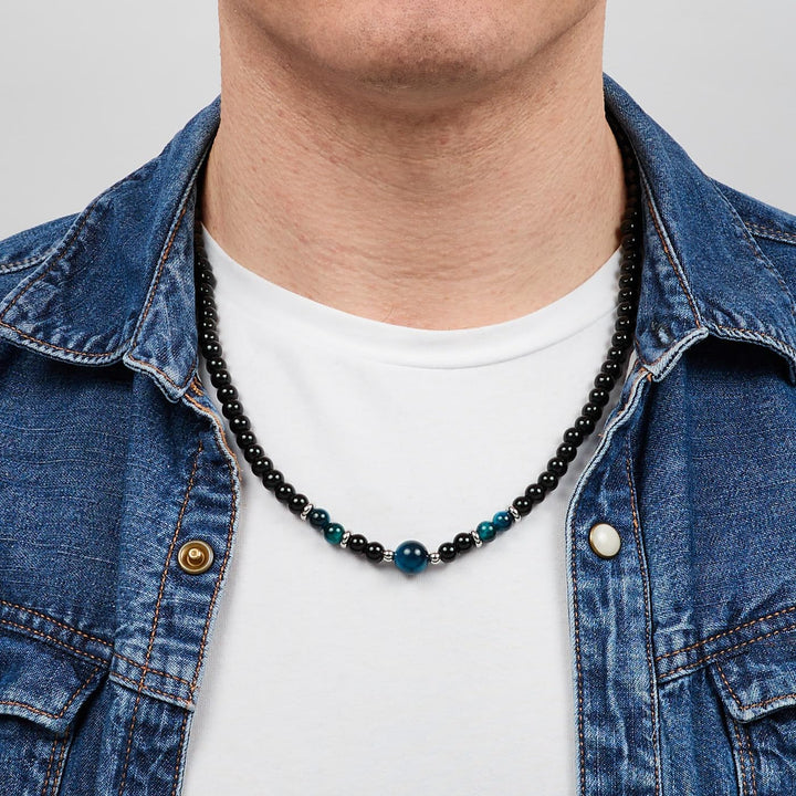 Handgemachte Herren Tigerauge Onyx Perlenkette Kette Natürliche Edelsteine Heilung Kristallschmuck (