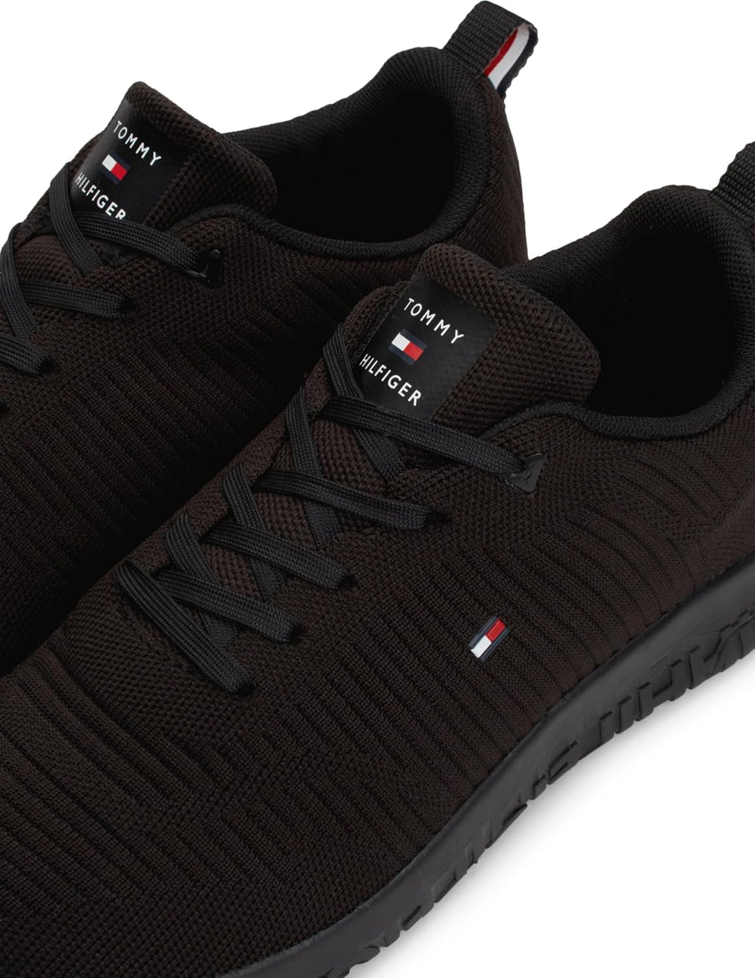 Tommy Hilfiger Herren Runner Sneaker Corporate Knit Rib Runner Sportschuhe 40 EU Schwarz, 40 EU Schw
