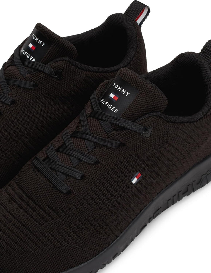 Tommy Hilfiger Herren Runner Sneaker Corporate Knit Rib Runner Sportschuhe 40 EU Schwarz, 40 EU Schw