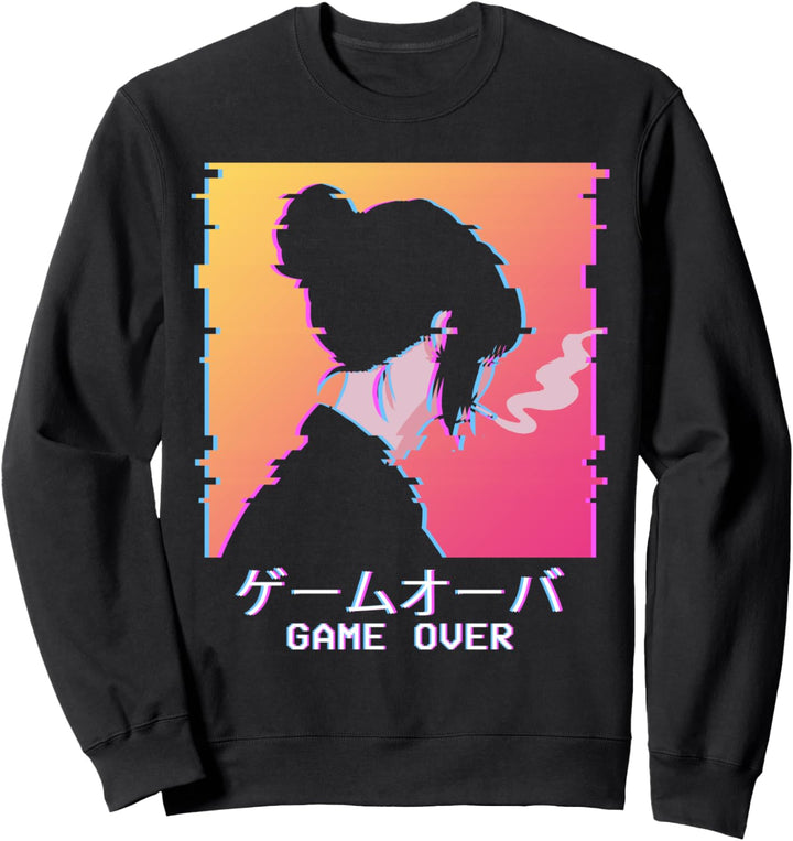Game Over Japanisch Vaporwave Sad Anime Girl Waifu Aesthetic Sweatshirt