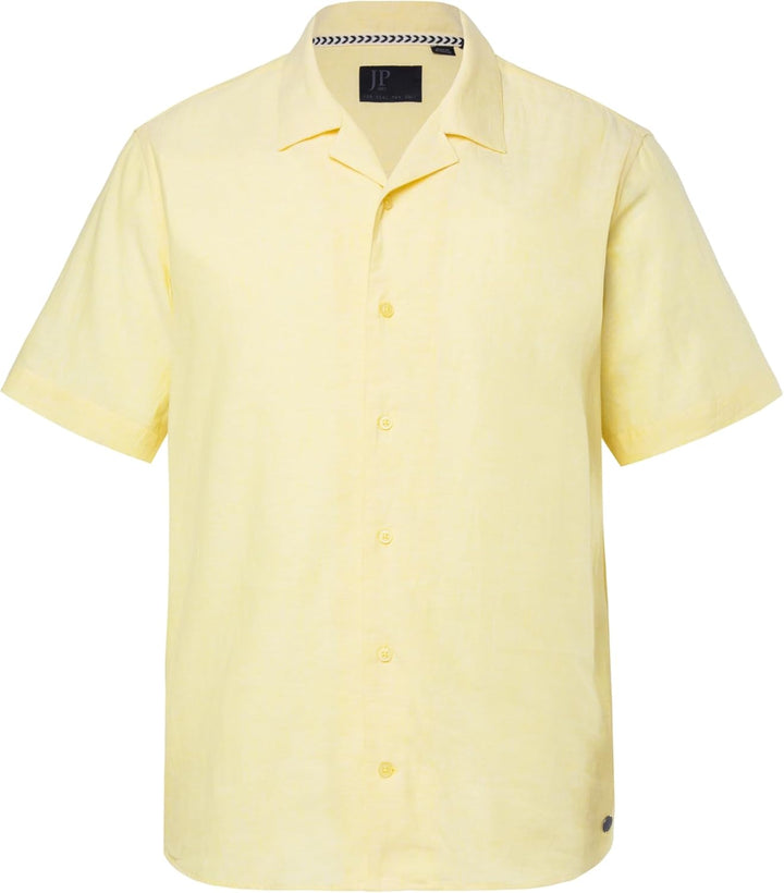 JP 1880 Herren grosse Grössen Übergrössen Menswear L-8XL Hemd, Halbarm, Leinenmix, Kubakragen, Moder