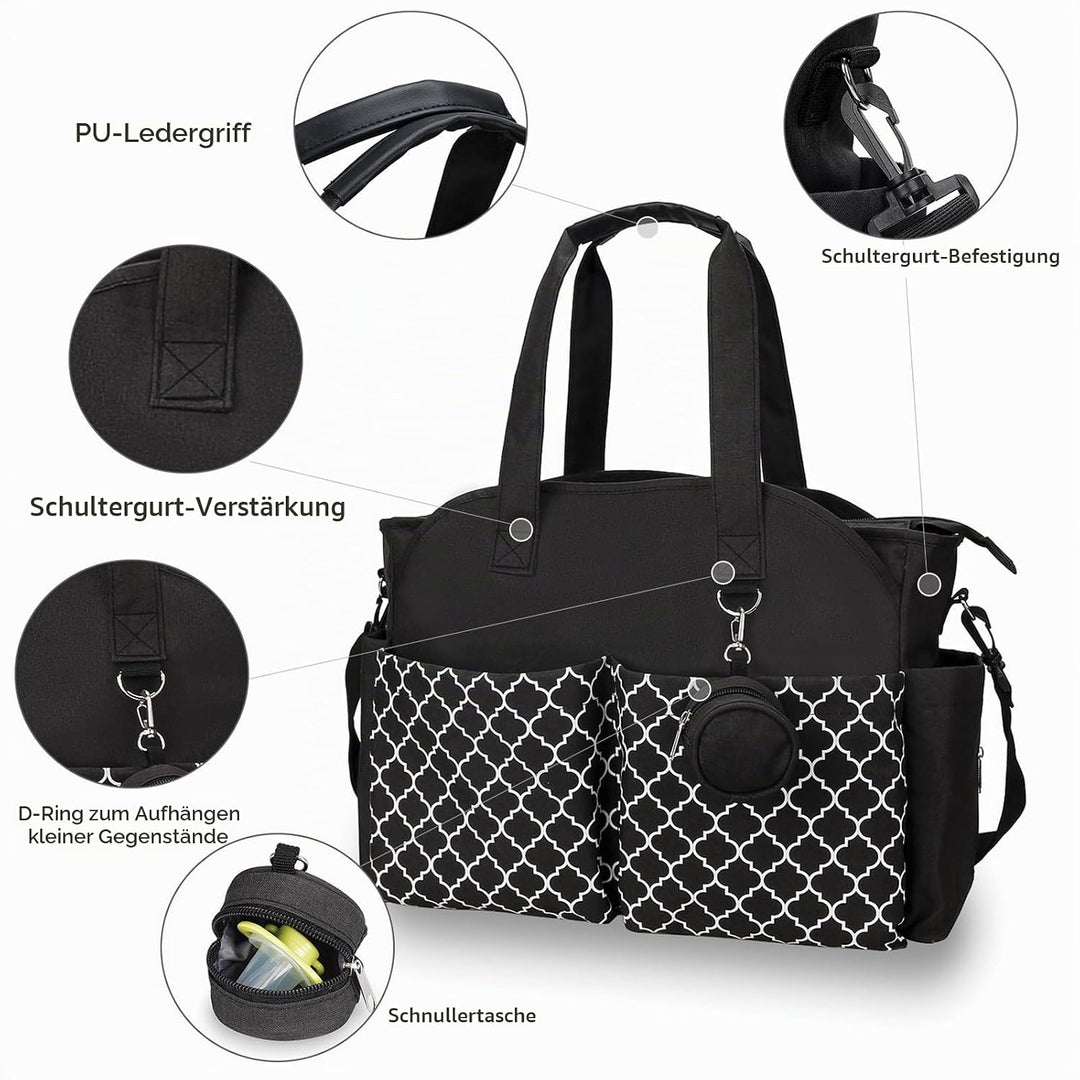 Baby Wickeltasche, 13 Taschen, Reise Wickeltasche Henkeltaschen Portable Babytasche mit Schnullertas