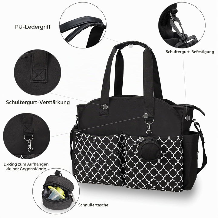 Baby Wickeltasche, 13 Taschen, Reise Wickeltasche Henkeltaschen Portable Babytasche mit Schnullertas