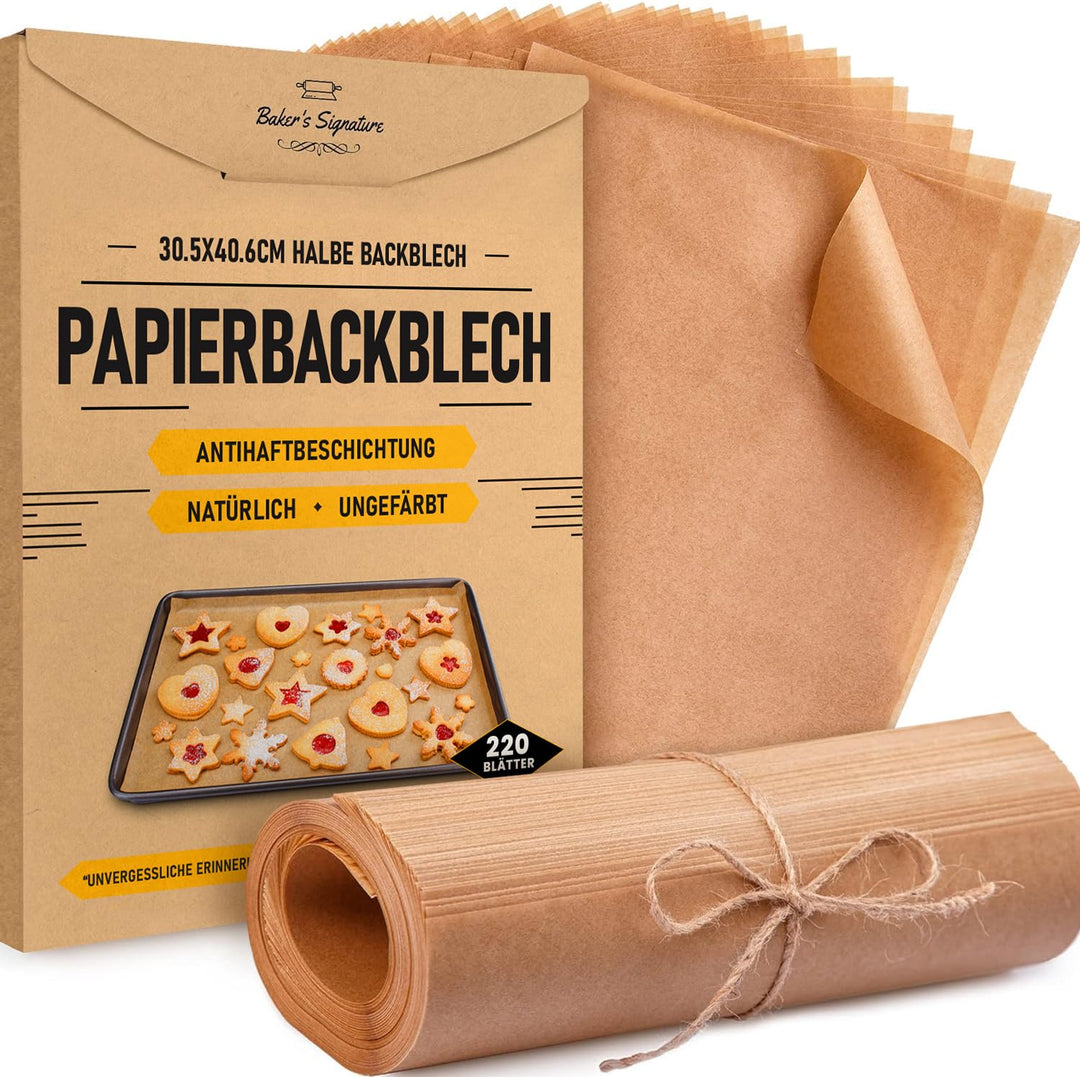Pergamentpapier-Zuschnitte, 220 Stück Backpapier - Halbe Bleche 30x40 cm | Pergamentpapier zum Backe