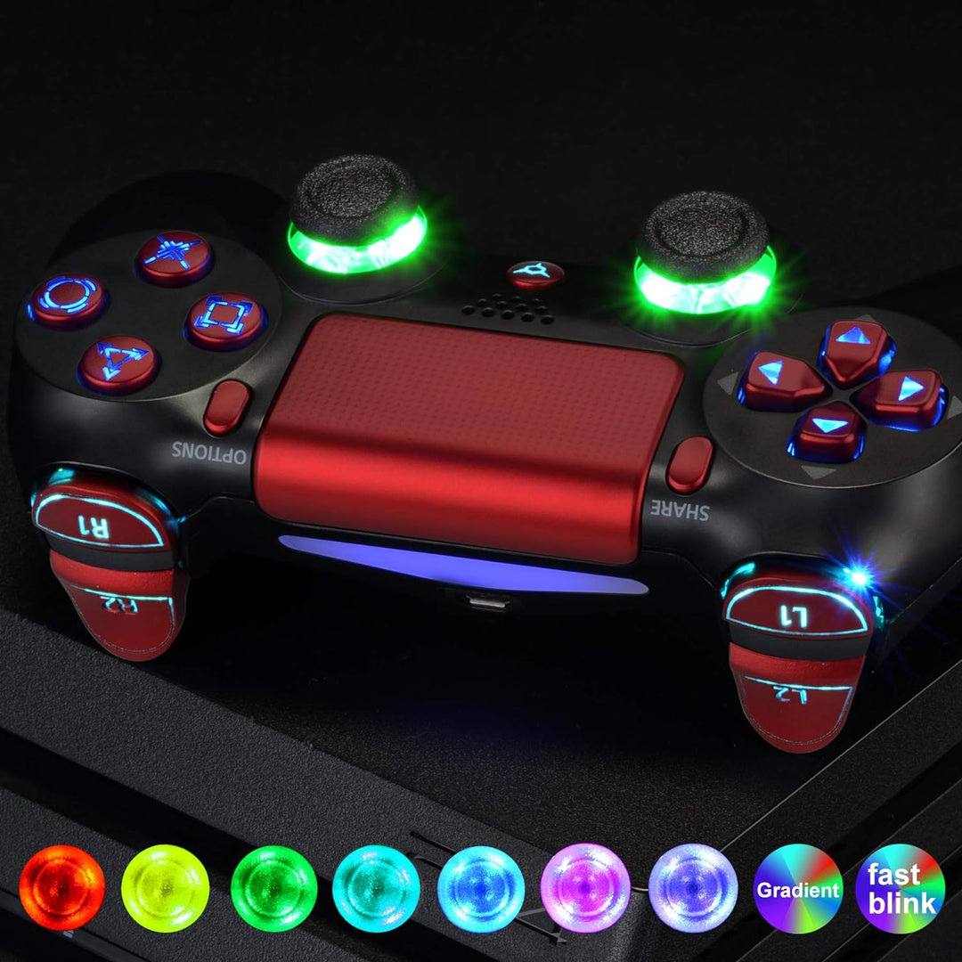 eXtremeRate Tasten für ps4 Knöpfe D-Pad Trigger Thumbsticks Buttons DTFS LED Kit kompatibel mit ps4