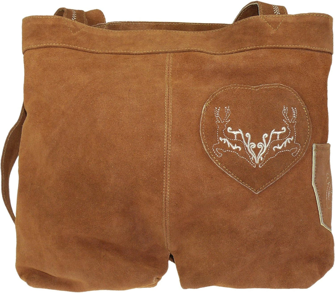 Harrys-Collection Grosse Umhängetasche aus echtem Leder im Hosenstyle Hellbraun, Hellbraun