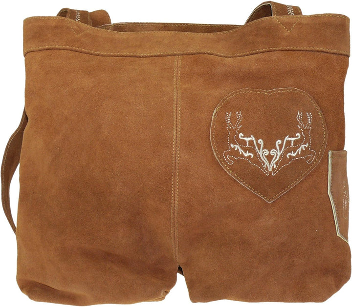 Harrys-Collection Grosse Umhängetasche aus echtem Leder im Hosenstyle Hellbraun, Hellbraun