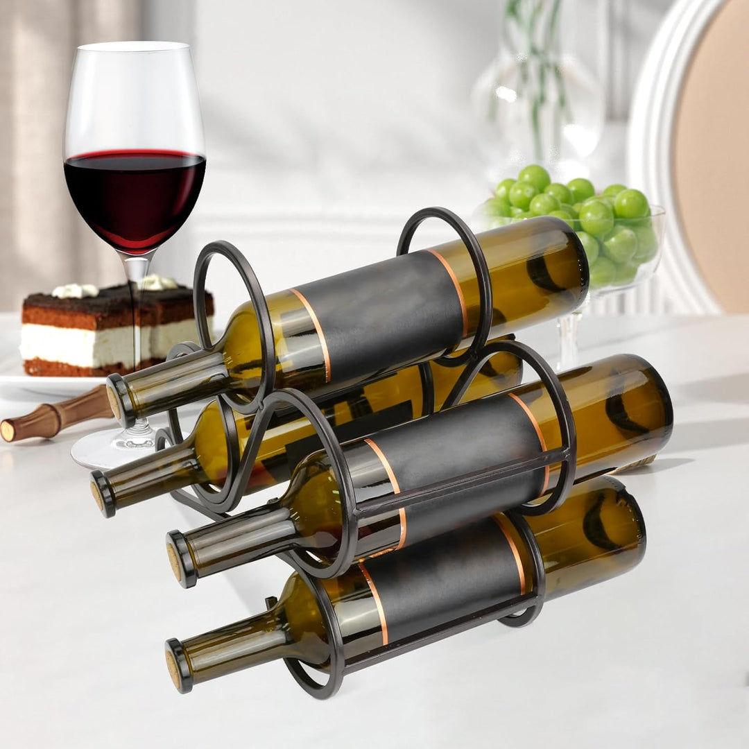 2 Stück Flaschenregal für 8 Flaschen, Metall Schwarz Weinflaschenhalter Weinregal Klein Flaschenhalt