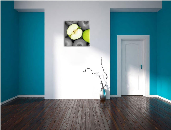 Pixxprint saftige grüne Äpfel als Leinwandbild/Grösse: 70x70 cm/Wandbild/Kunstdruck/fertig bespannt,
