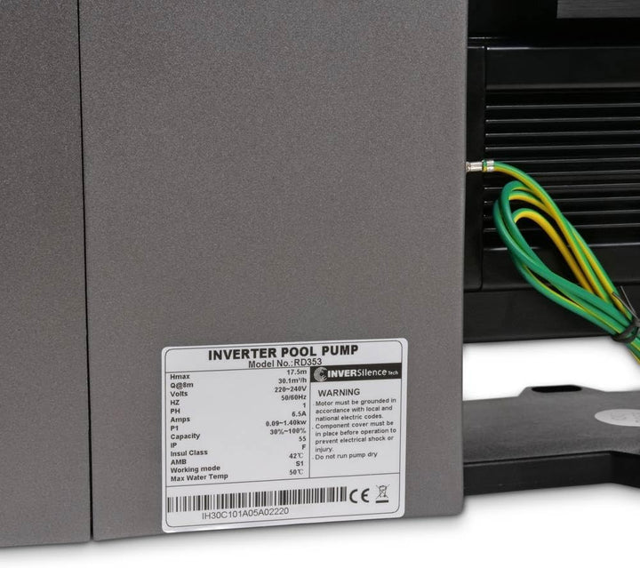 AquaForte InverPro VS IP30 WiFi Poolpumpe - Flüsterleise &amp; Energiesparend - Per App steuerbar - Vari