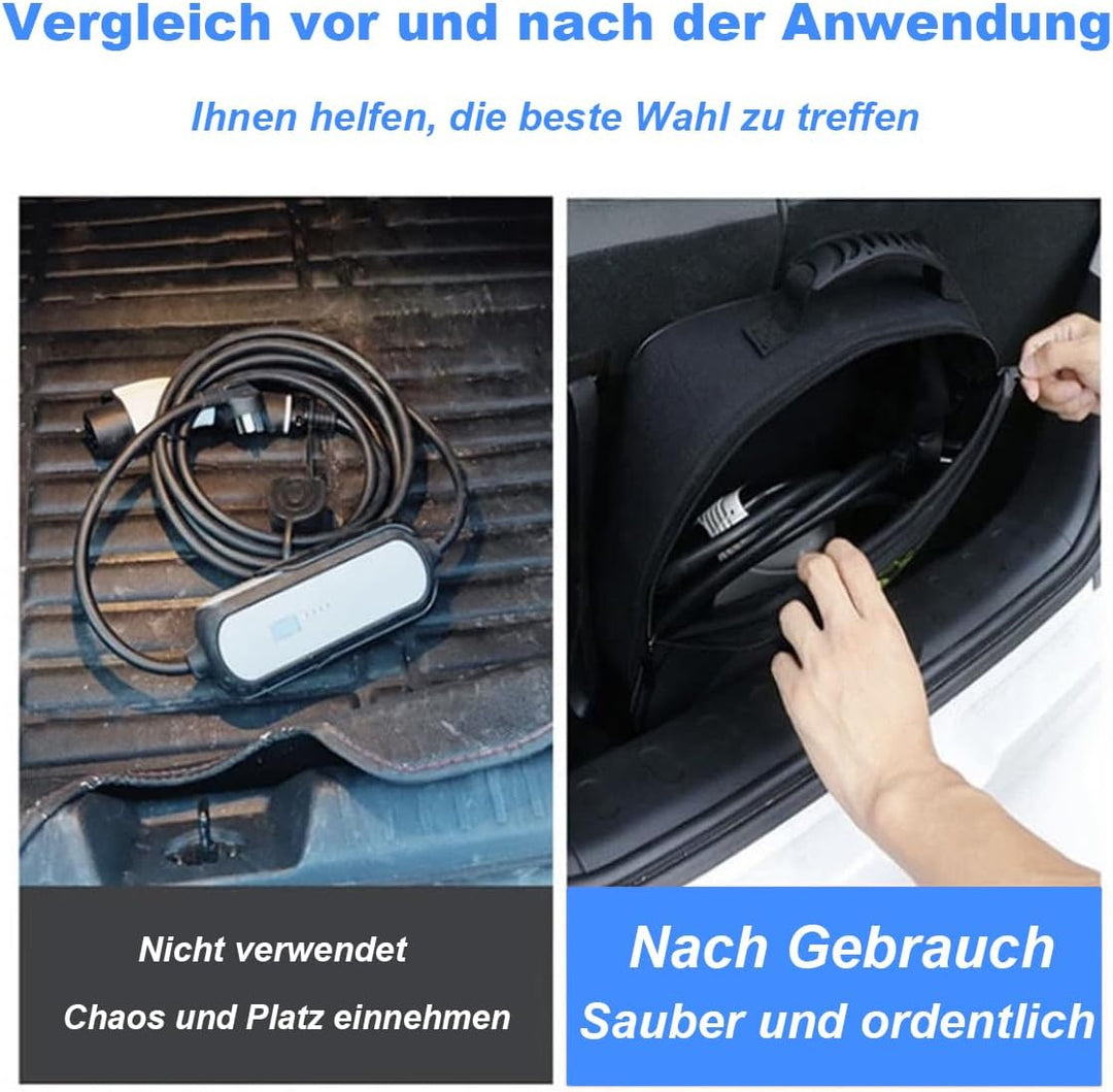 Tragbare EV Kabeltasche für Ladekabel & Autozubehör, Organizer Tasche aus 1680D Nylon, Aufbewahrung