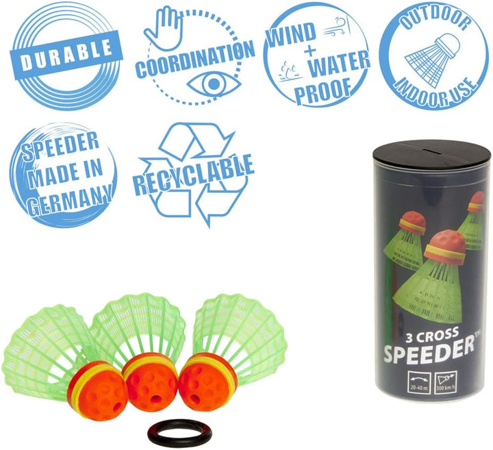 Speedminton® S700 Set – Original Speed Badminton/Crossminton Allround Set inkl. 5 Speeder®, Spielfel