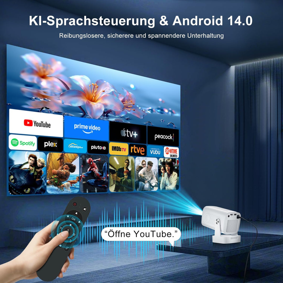 Mini Beamer Salange,8K Unterstützung 1080P Autofokus Projektor,Projektor Tragbarer mit WiFi 6 und Bl