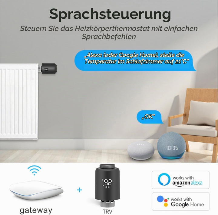 SENCKIT Smart Thermostat Heizkörperventil Programmierbares Thermostatventil, Zigbee Thermostat zur T