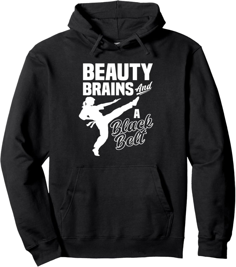 Beauty Brains und ein Black Belt Girls Lustiger Taekwondo Pullover Hoodie