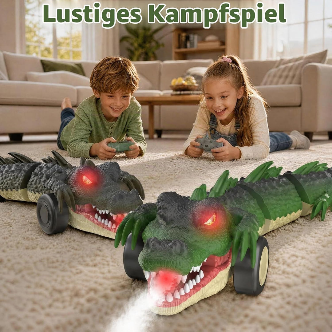 2,4G RC Krokodil Auto Spielzeug für Kinder, Ferngesteuertes Alligator Spielzeug mit Rollen Drehungen