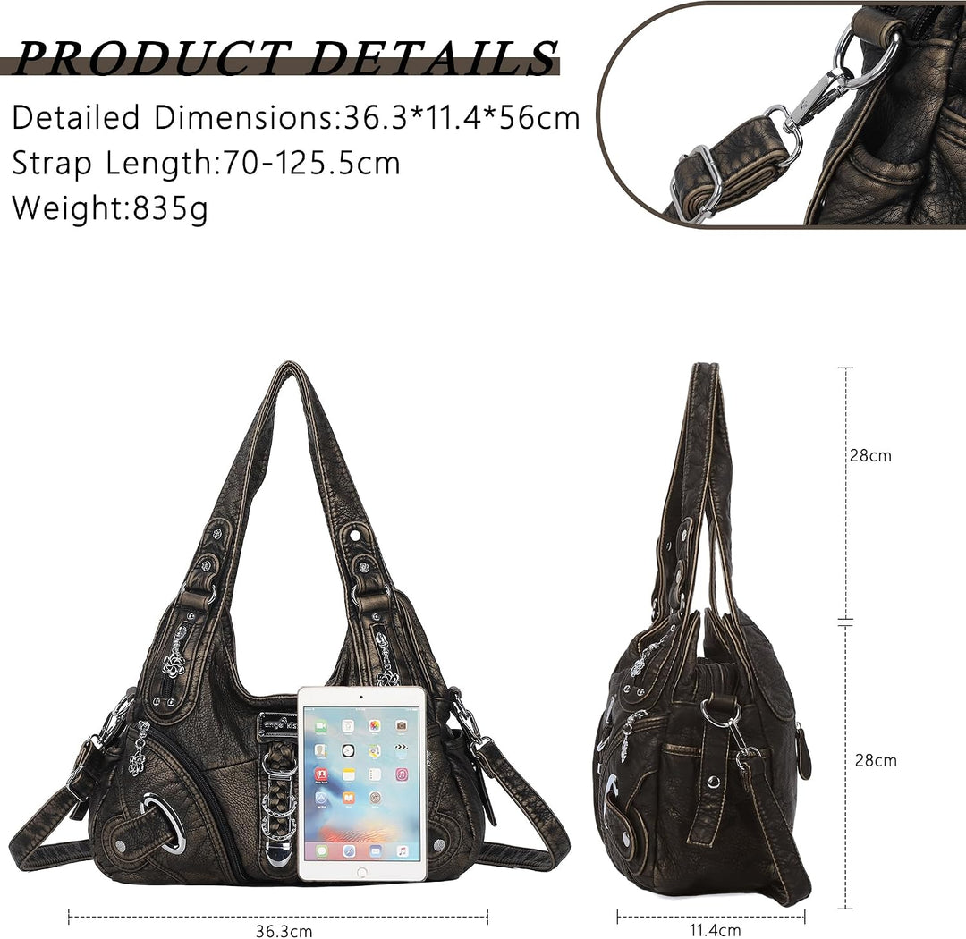 Angel Kiss Damen Schultertasche Hobo Tasche Umhängetaschen Schlusstaschen Henkeltaschen weiches PU L