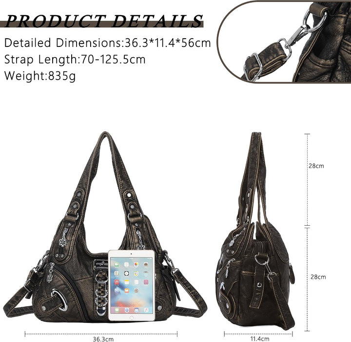 Angel Kiss Damen Schultertasche Hobo Tasche Umhängetaschen Schlusstaschen Henkeltaschen weiches PU L