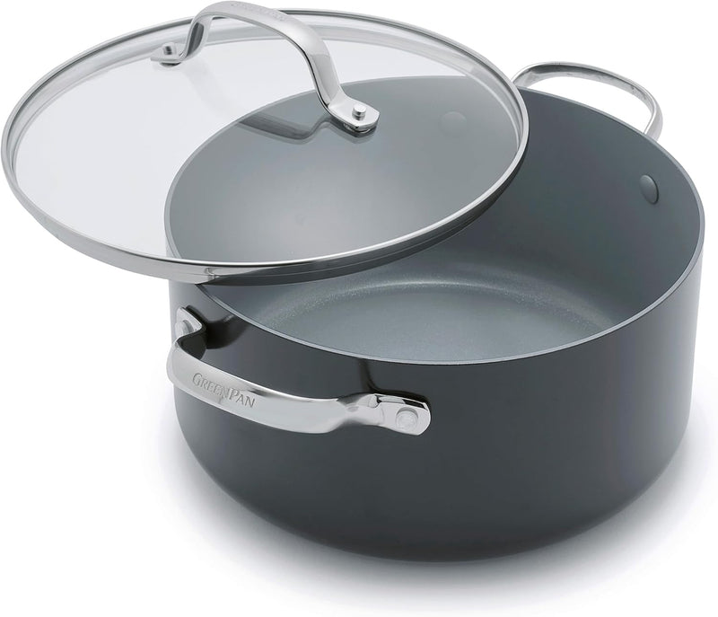 GreenPan Valencia Pro Harteloxierte Gesunde Keramik Antihaft 24cm / 5,1 Liter Bratentopf mit Deckel,