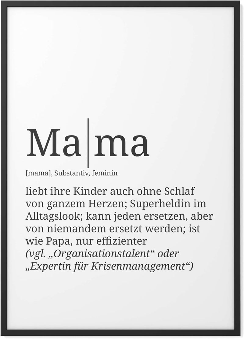 Papierschmiede® Definition: Mama, DIN A1 (59x84 cm), XXL Muttertag Poster Geschenk für Wohnzimmer, K