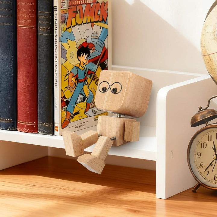 2 Stück Schüttelmann Holz, Lustige Wackelfigur Auto, Wackelnder Holzmann mit 12 Magnetischen Gesicht