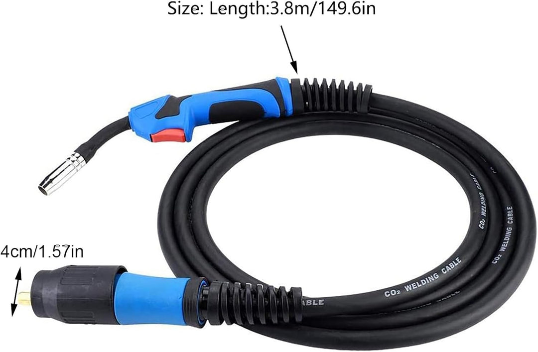 MIG/MAG Schweissbrenner, Schlauchpaket MB15 Welding Torch CO² Schutzgas Schweissbrenner 4m, mit Euro
