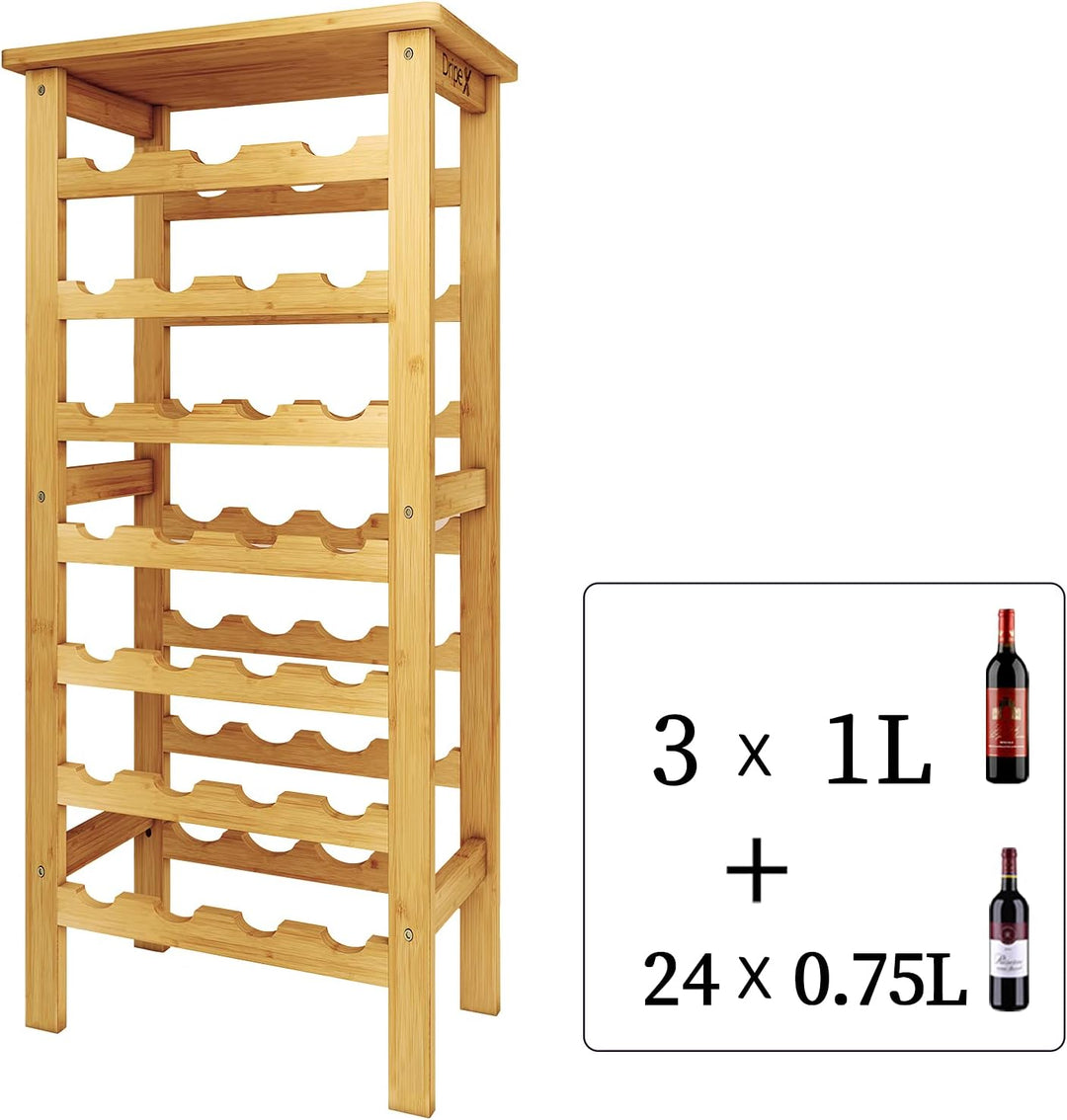 Dripex Weinregal Bambus Weinflaschenregal 7 Ebenen Flaschenregal für Keller Küche 27 Flaschen 0,75 u