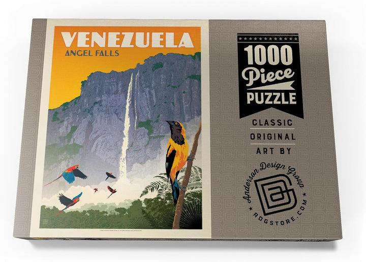 Venezuela: Angel Falls, Vintage Poster - Premium 1000 Teile Puzzle - MyPuzzle Sonderkollektion von A