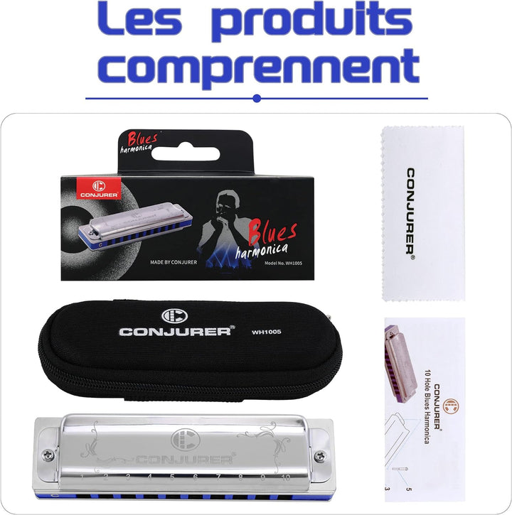 Conjurer Blues Mundharmonika C-Dur Anfänger&amp; Kinder Blues Harp C 10-Loch Diatonische Harmonika Instr