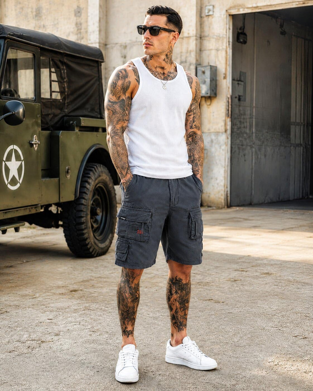 Trooper Herren Cargo Shorts Lightning Edition Bermuda Kurze Hose Vintage (S-7XL) S Anthrazit, S Anth