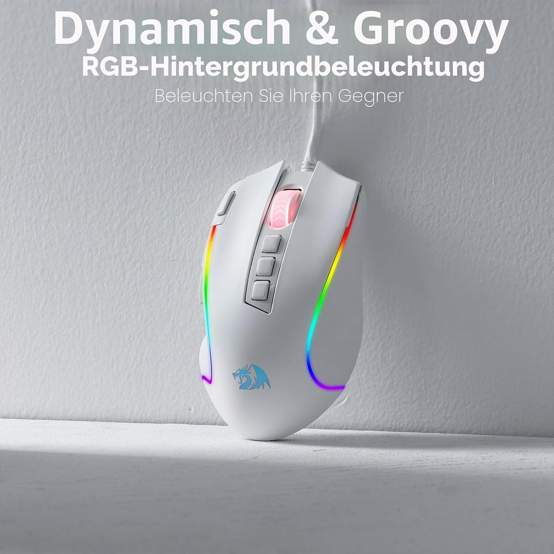 Redragon M612 RGB-Gaming-Maus, 8000 DPI kabelgebundene optische Gamer-Maus mit 11 programmierbaren T