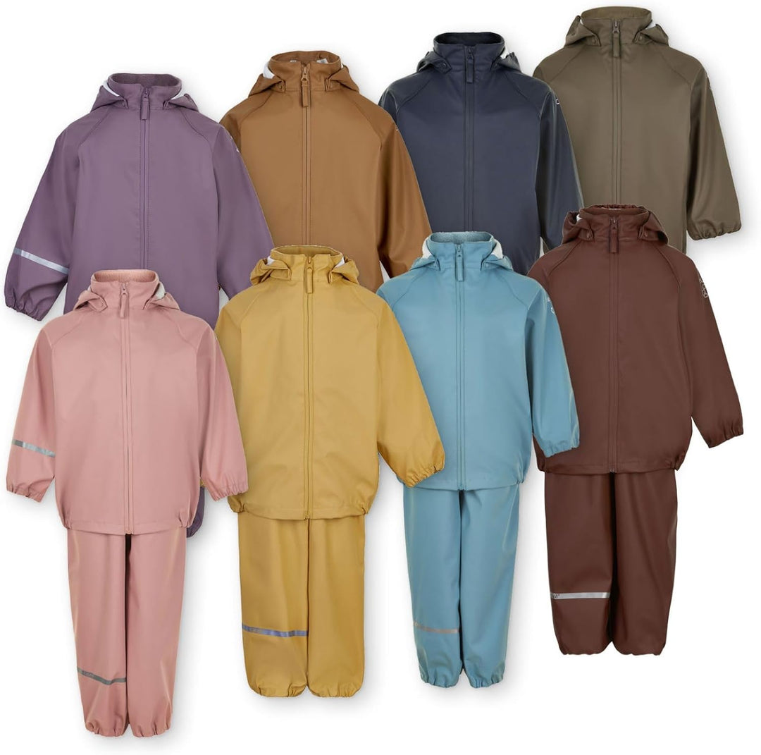 Celavi Unisex Kinder Basic Recycle Pu Rainwear Set 130 Dusty Ceder, 130 Dusty Ceder