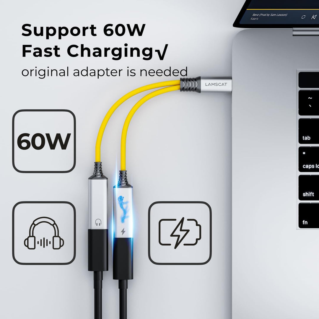 USB C Splitter 1 zu 2 C auf C Klinke Adapter und Laden Stecker Y Doppel Anschluss Hub für Handy, Mac