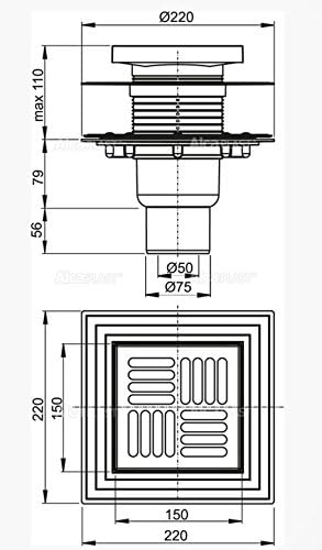 Alcaplast APV4444 Bodenablauf, Chrom