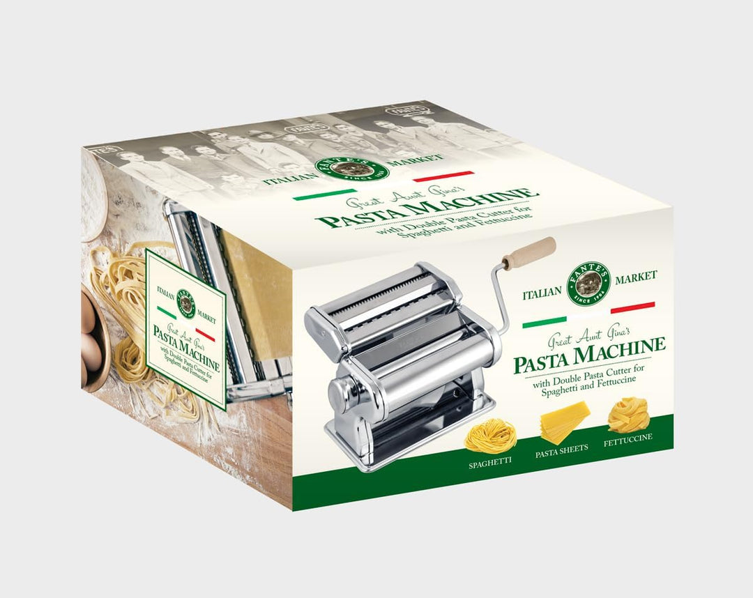 Fante's Doppelschneider Classic Pasta Maker, Handkurbel Nudelpresse mit einstellbaren Dickeneinstell