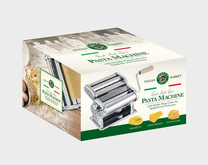 Fante's Doppelschneider Classic Pasta Maker, Handkurbel Nudelpresse mit einstellbaren Dickeneinstell