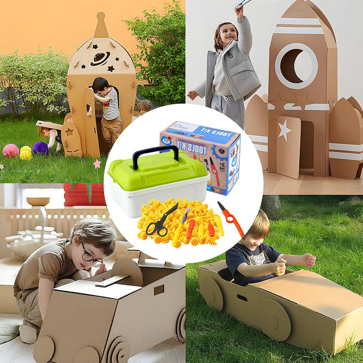 Karton Werkzeug Set 148-teilig mit Aufbewahrungsbox und Handschuhe | Mit schnittfesten Handschuhen &amp;
