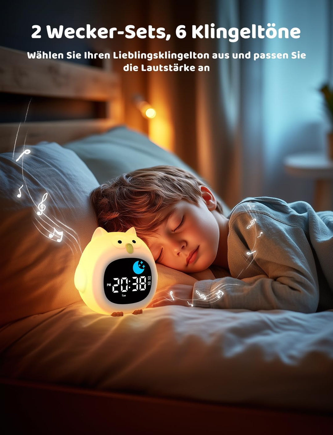 Yissvic wecker Kinder für Schulanfänger Jungen Kinderwecker mit RGB Nachtlicht Lernwecker 2 Alarme W