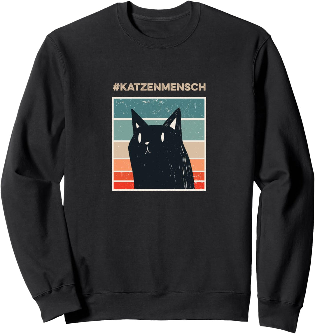 Cooles Katzenmensch Design mit schwarzer Katze Sweatshirt
