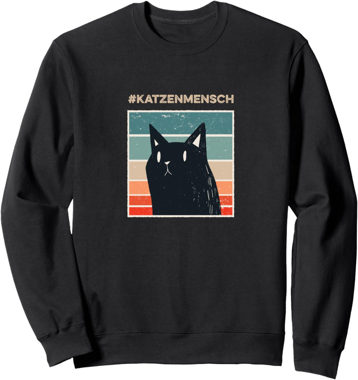 Cooles Katzenmensch Design mit schwarzer Katze Sweatshirt