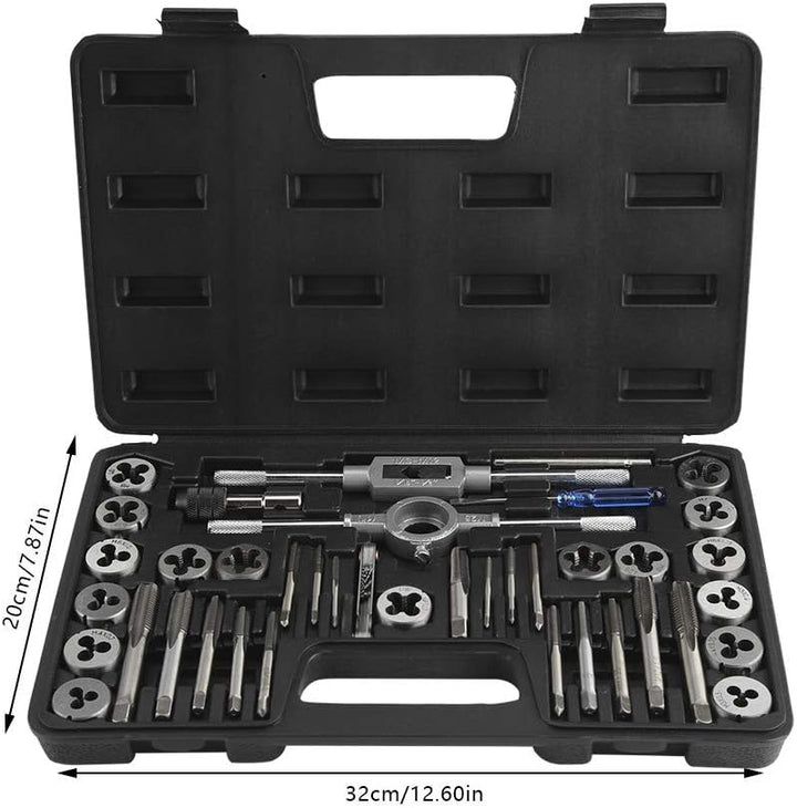 Gewindeschneider Set 40tlg, Profi Gewindebohrerset Feingewinde Gewindeschneidsatz Metrisch M3-M12 Ge