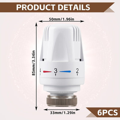 Thermostatkopf, 4 Stück Thermostat Heizung für Thread M30 x 1.5, Heizkörperthermostat, Thermostatkop