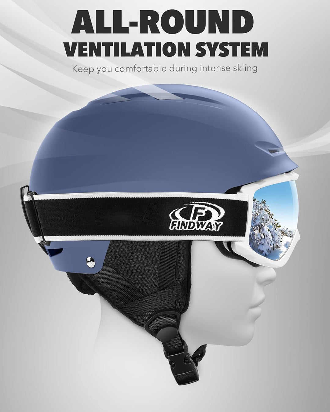 Findway Skihelm und Skibrille Set, SnowboardHelm mit Brille für Damen und Herren Erwachsene Skihelme